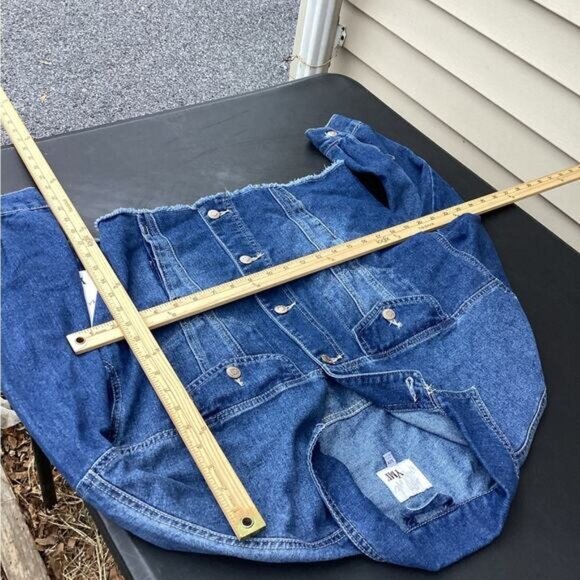 acubi mermaidcore fairycore H&M &Denim Women's Cropped Denim Jean Jacket small - Picture 3 of 5